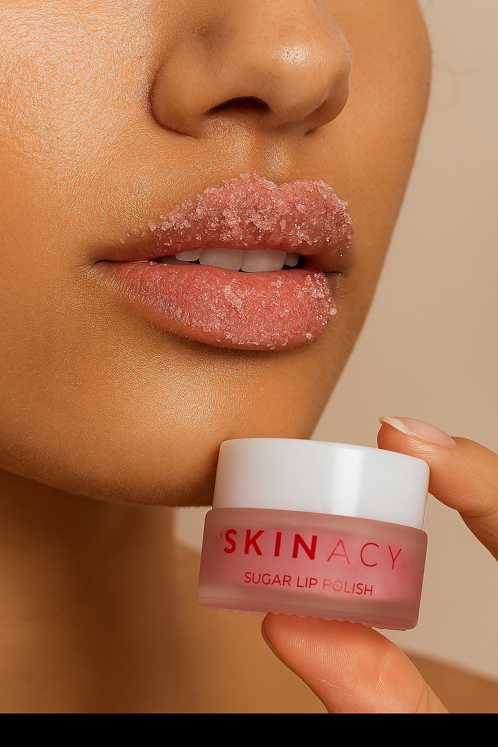 Avocado oil and grape seed oil ingredients in Skinacy Sugar Lip Polish